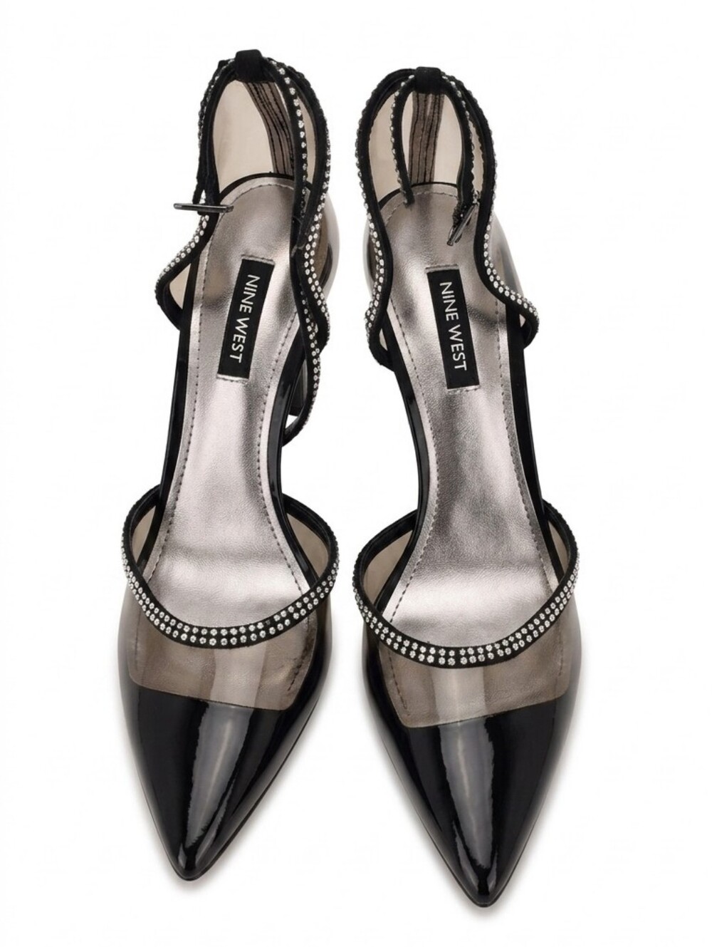 Nine West Black Rhinestone & Lucite Pointed Toe Stiletto Pumps - Size 8